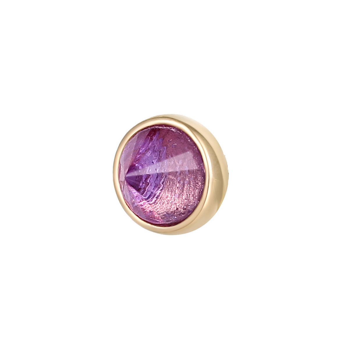 Round Bezel Gem Threadless End with Reverse Set Amethyst
