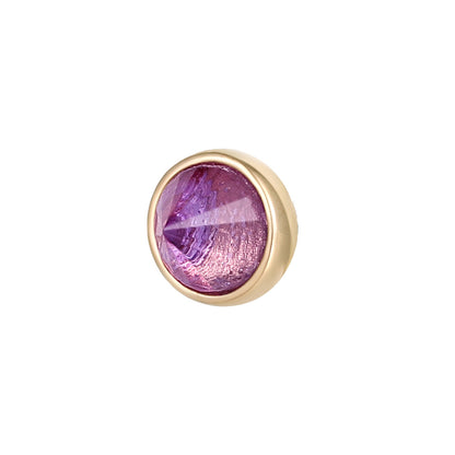 Round Bezel Gem Threadless End with Reverse Set Amethyst