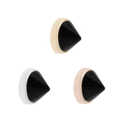 Round Bezel Gem Threadless End with Reverse Set Black Spinel