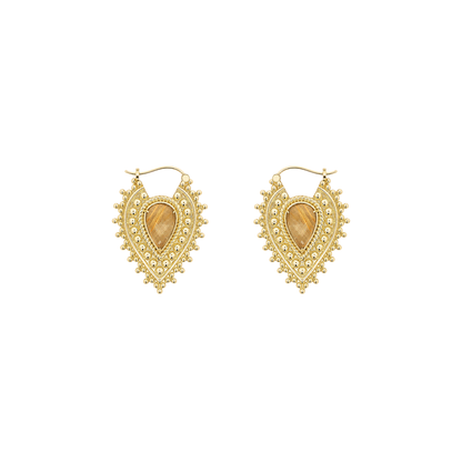 Nostalgia Gold Plated Earrings with Rutilated Quartz