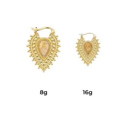 Nostalgia Gold Plated Earrings with Rutilated Quartz