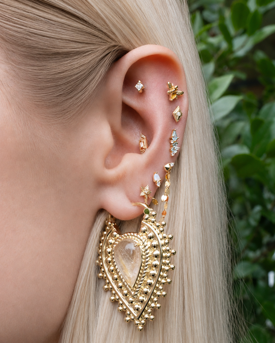 Nostalgia Gold Plated Earrings with Rutilated Quartz