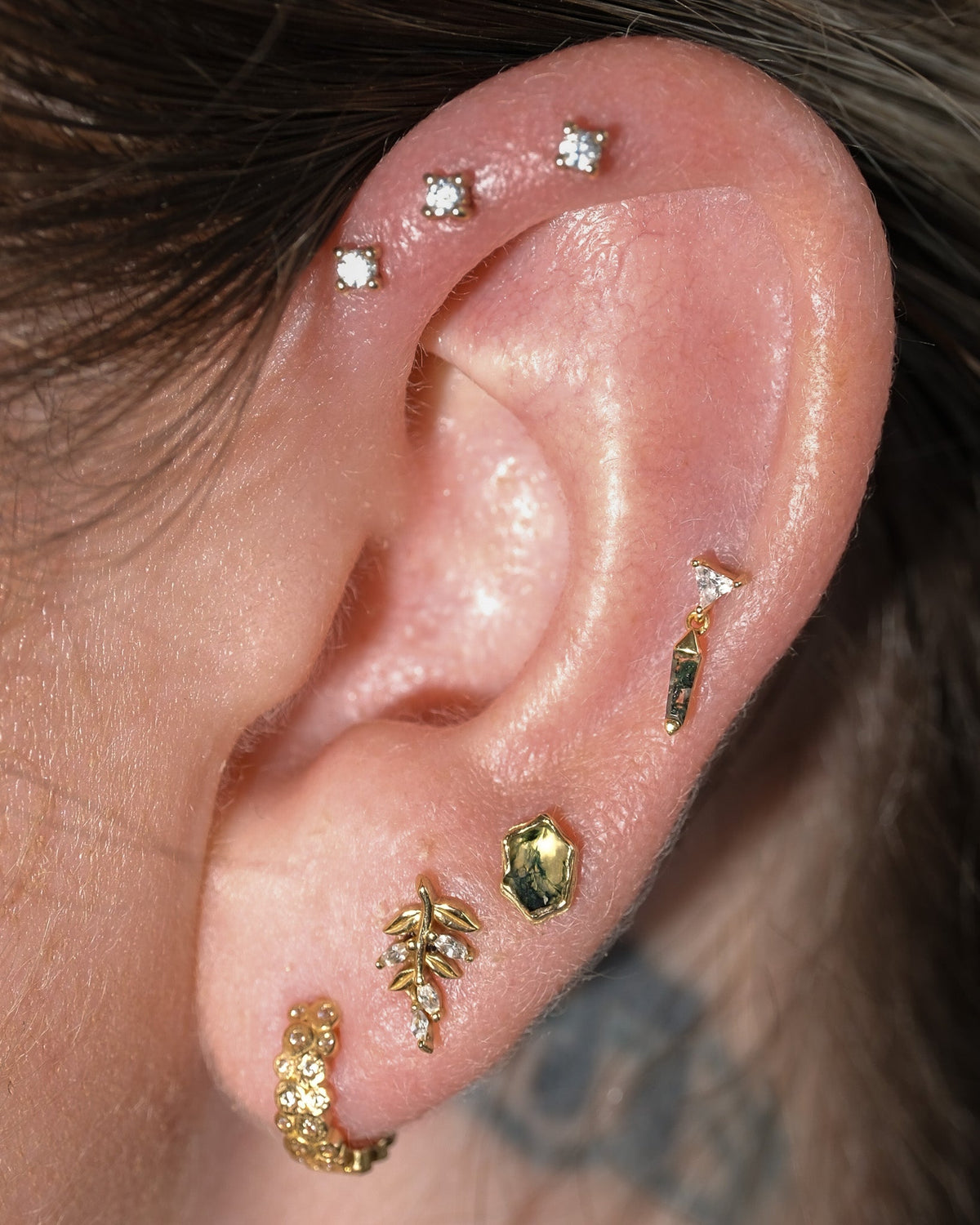 Savvy Threadless End with Moss Agate