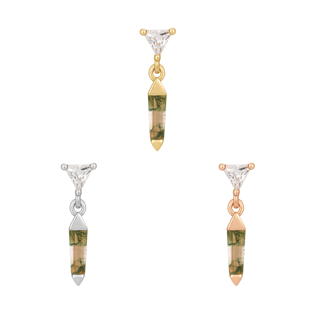 Savvy Threadless End with Moss Agate