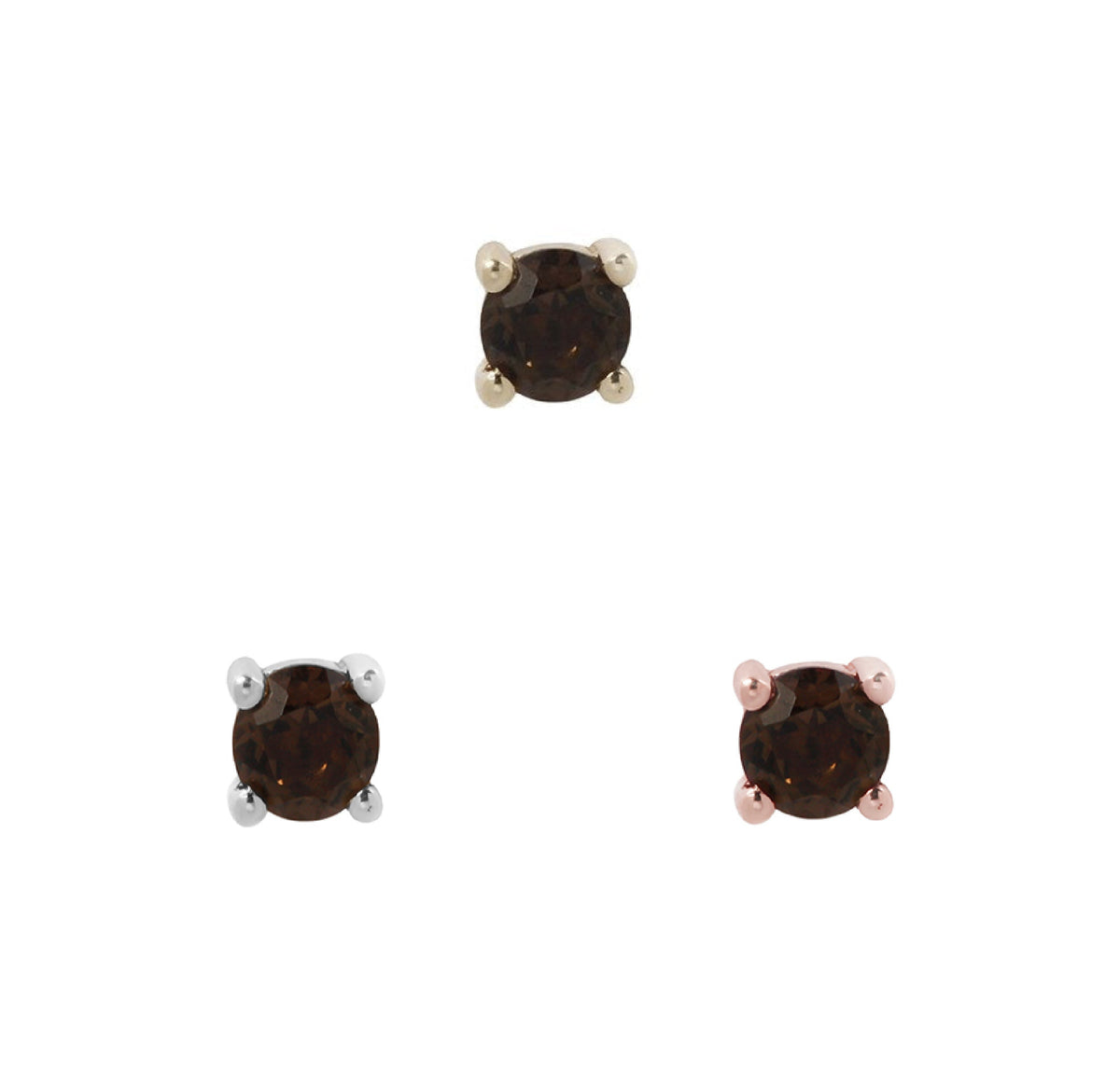 Prong Gem Threadless End with Smoky Quartz