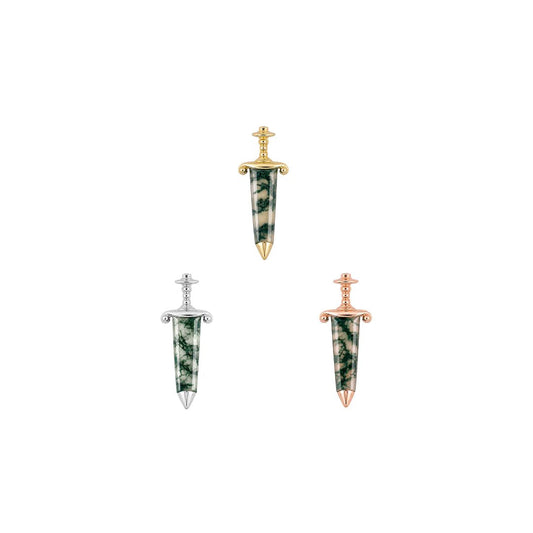 Spellbound Threadless End with Moss Agate