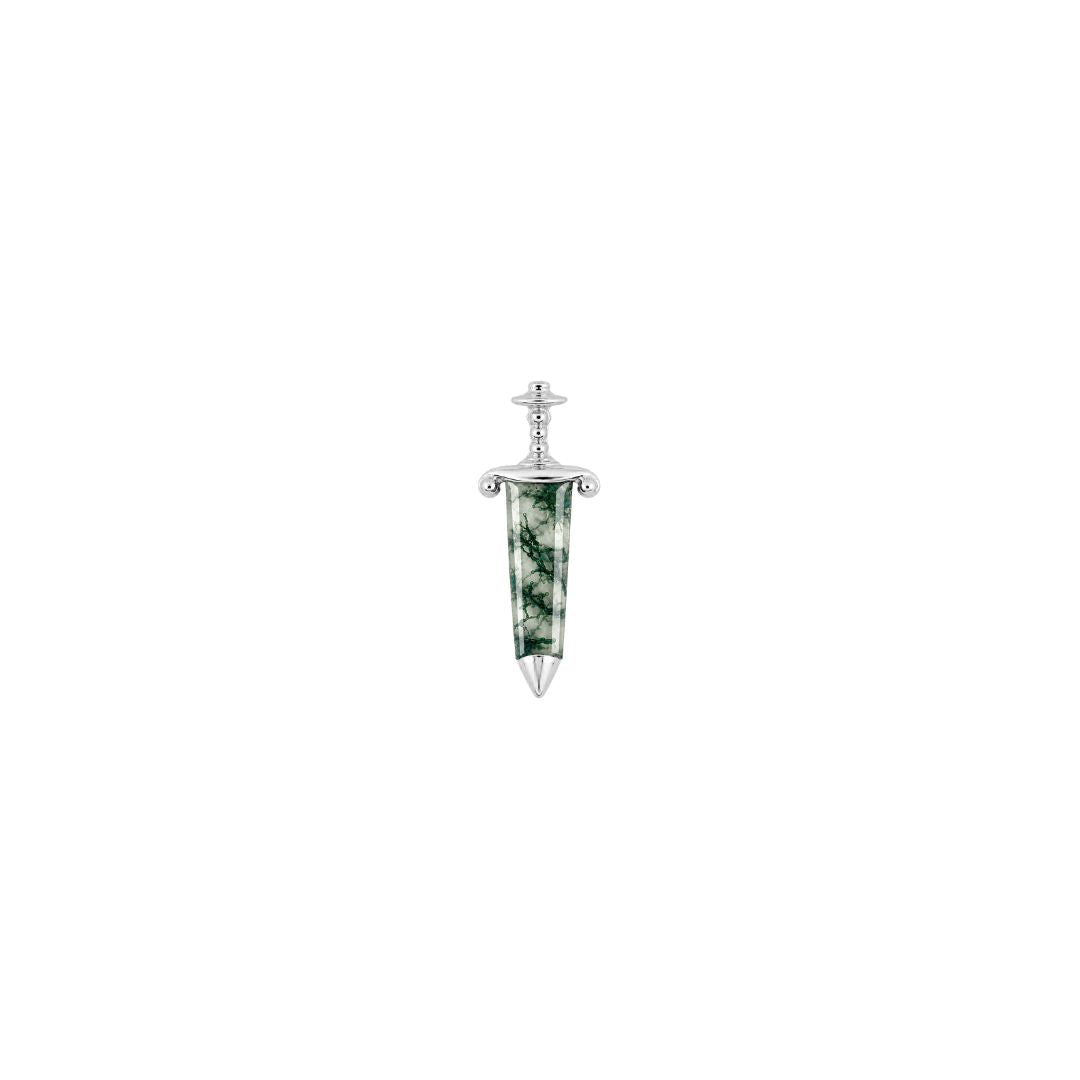 Spellbound Threadless End with Moss Agate