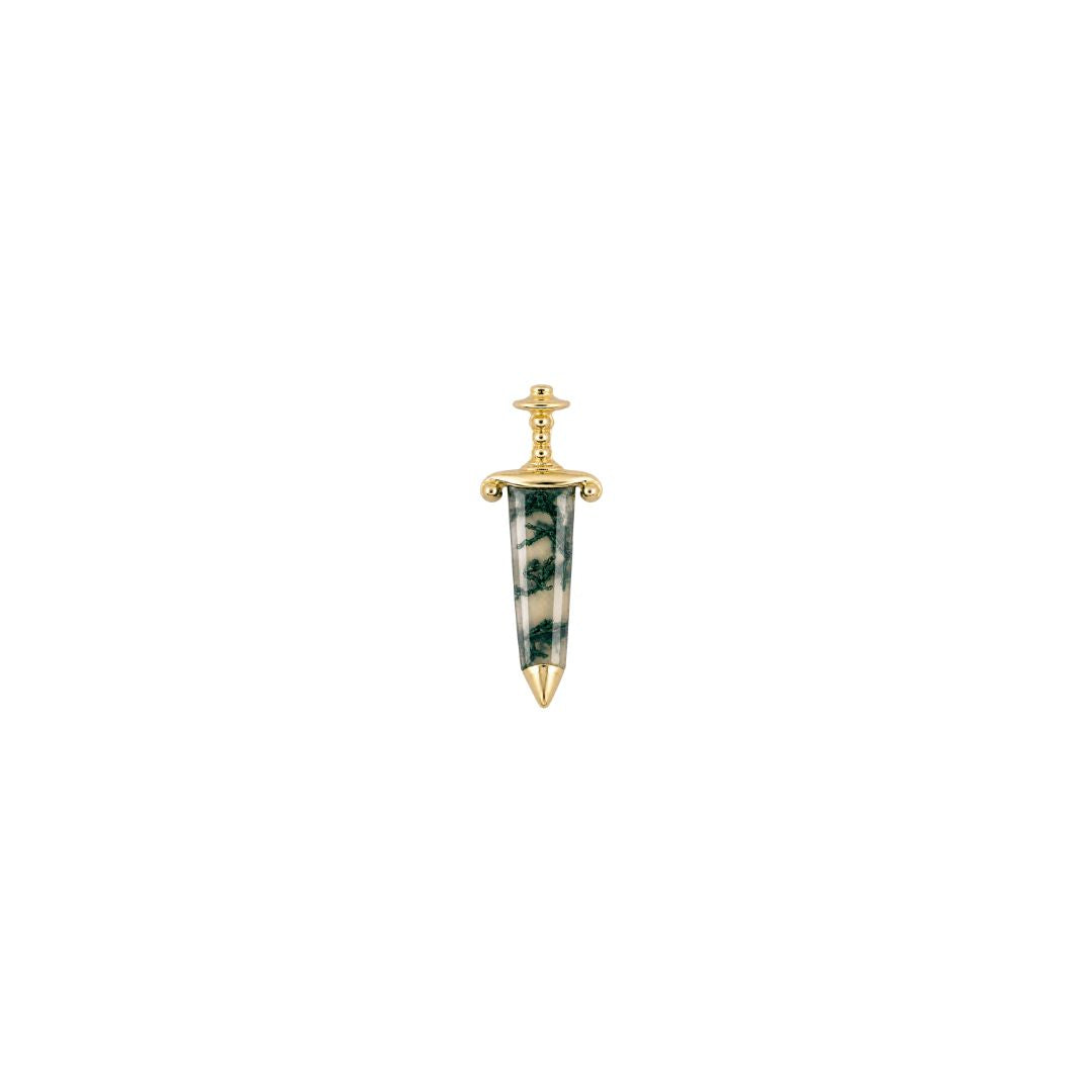 Spellbound Threadless End with Moss Agate