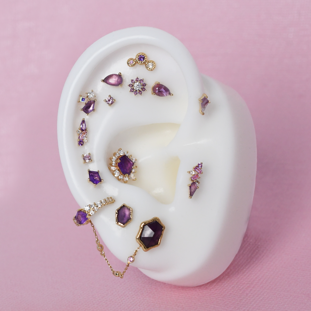 Mixt Threadless End with Amethyst + Pink Sapphire