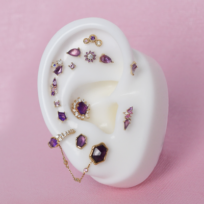 Mixt Threadless End with Amethyst + Pink Sapphire