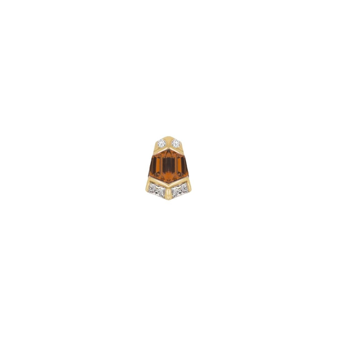 Vera Threadless End with Orange Garnet