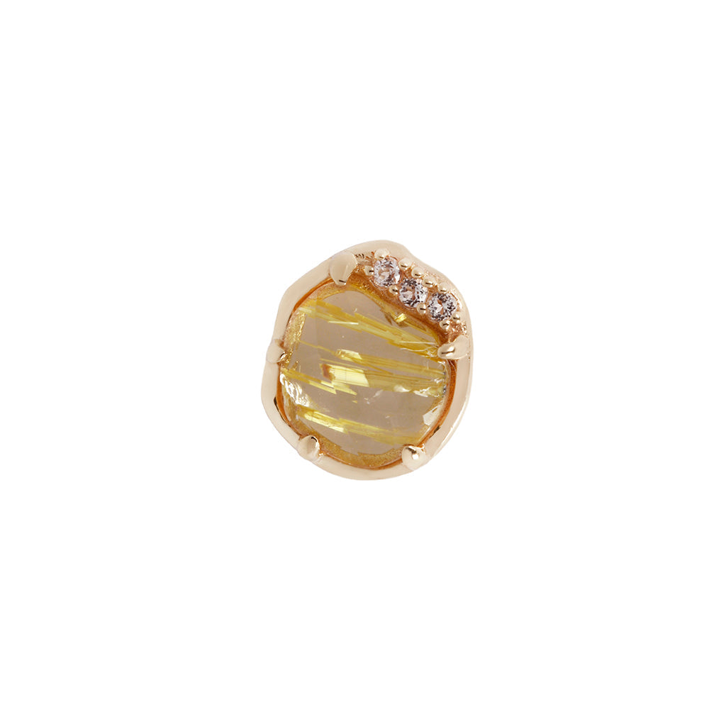 Vision Threadless End with Rutilated Quartz