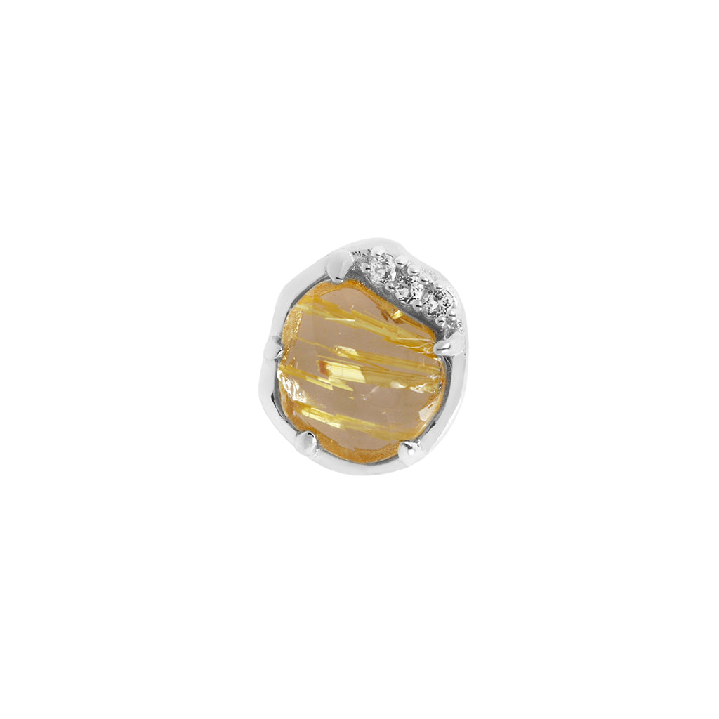 Vision Threadless End with Rutilated Quartz