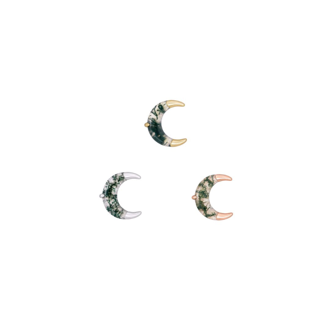 Witching Hour Threadless End with Moss Agate