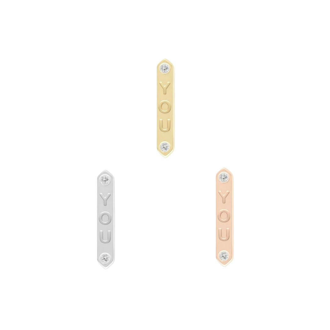 "YOU" Threadless End with Diamond