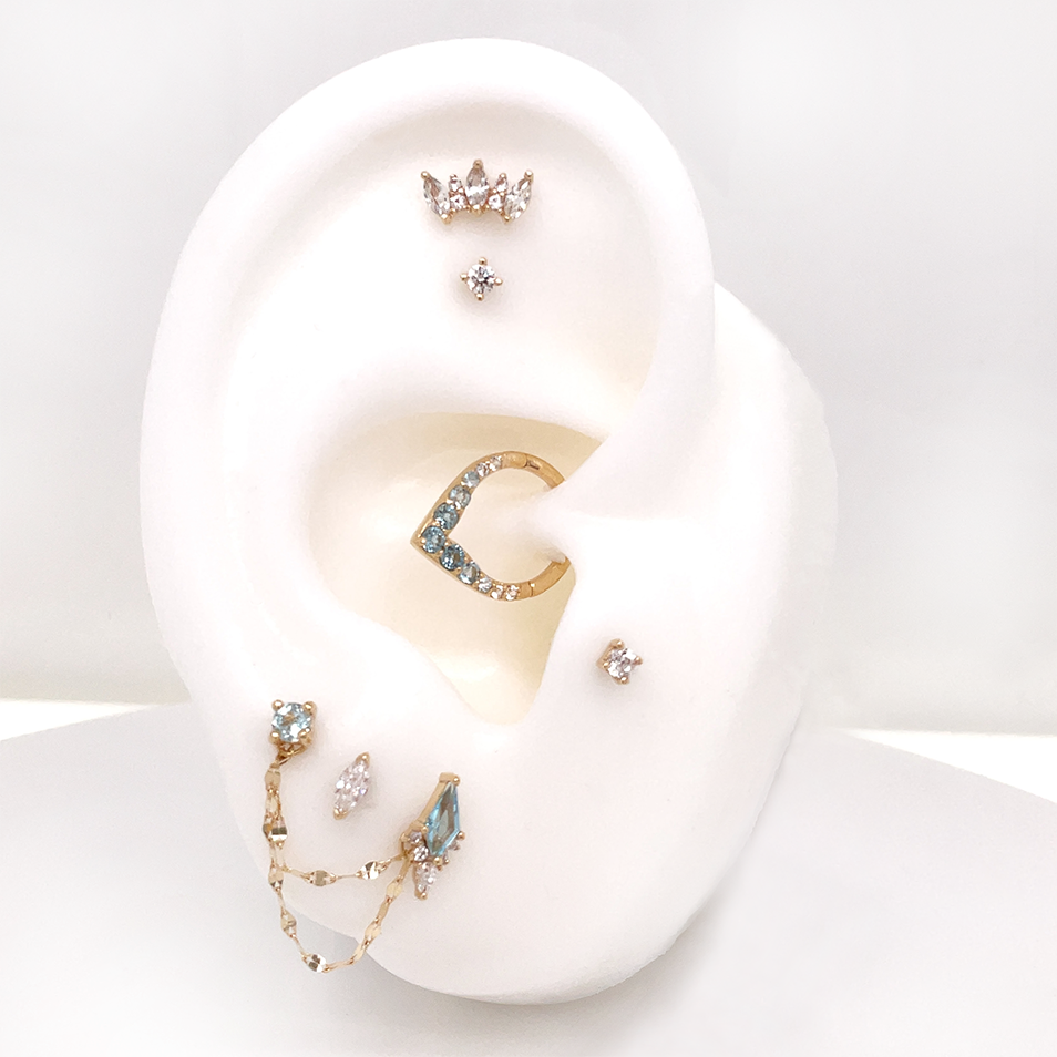 Afterglow Threadless End with Swiss Blue Topaz