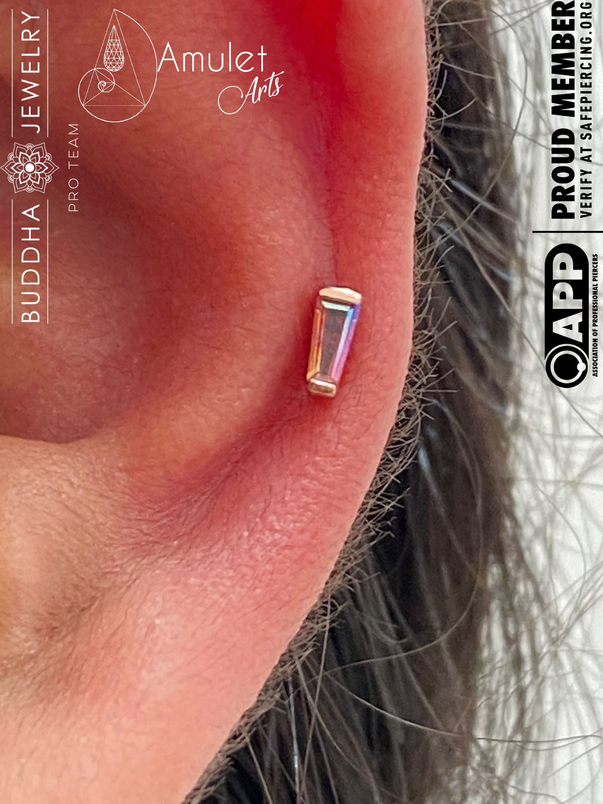 Tapered Baguette Threadless End with Mercury Mist Topaz