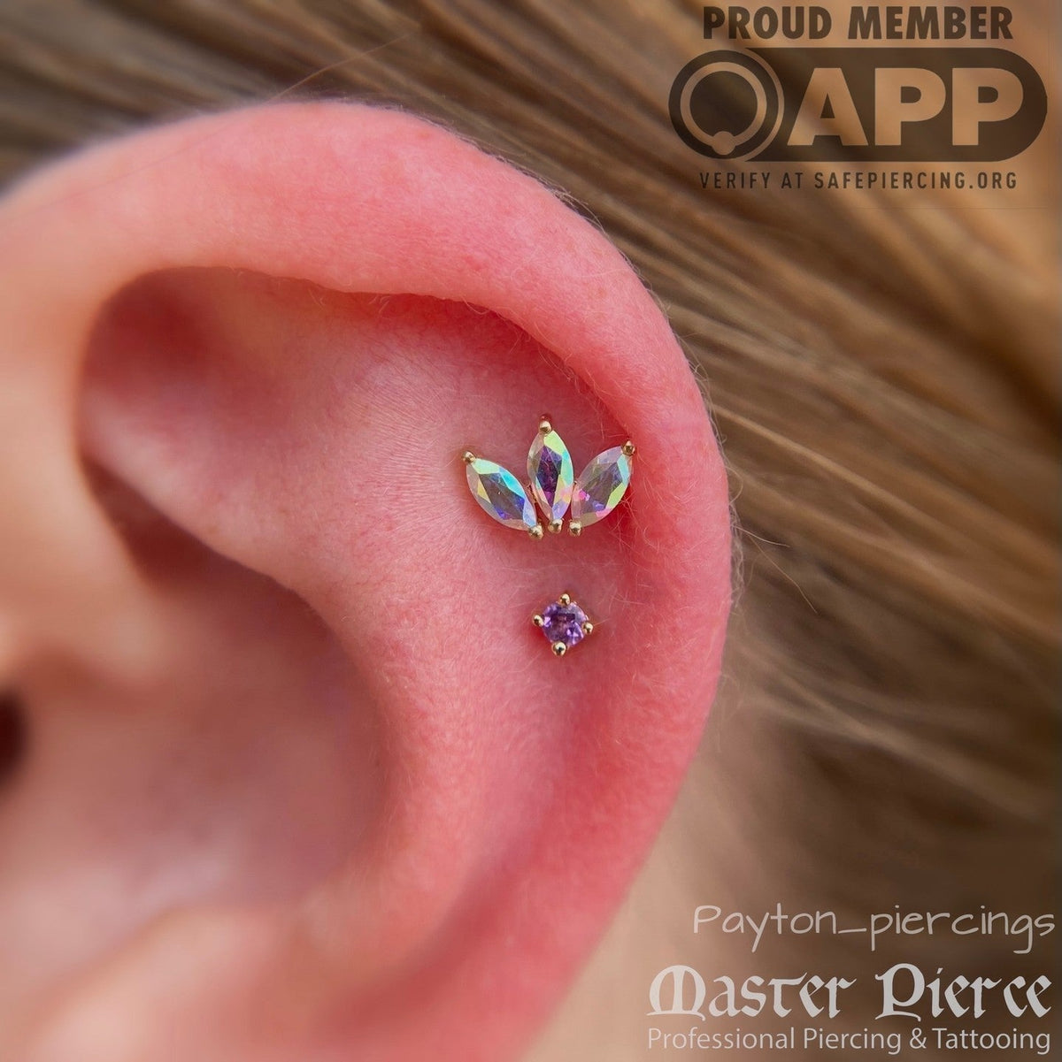 Prong Gem Threadless End with Amethyst