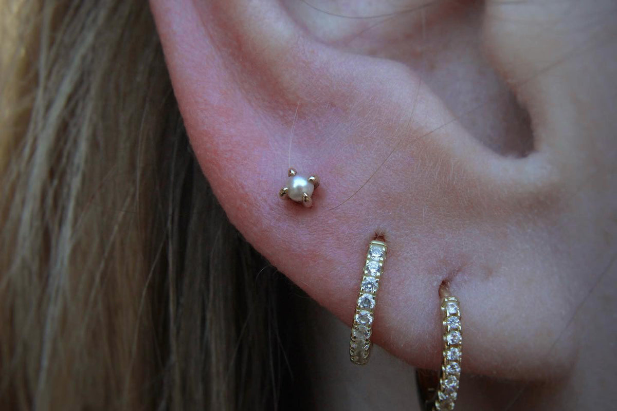 Prong Gem Threadless End with Pearl