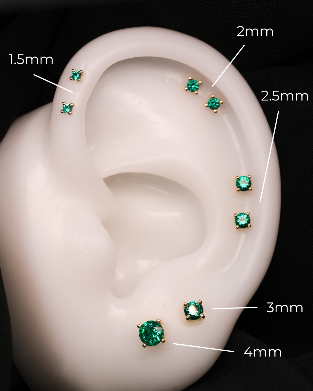 Prong Gem Threadless End with Emerald (Lab Grown)