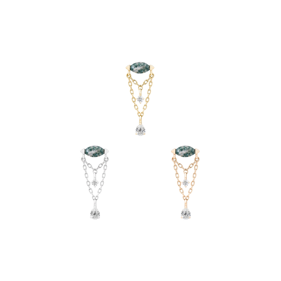Saint Vincent Threadless End with Moss Agate